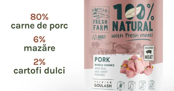 Preț redus Fresh Farm Goulash with pork, peas and sweet potato 400 gr