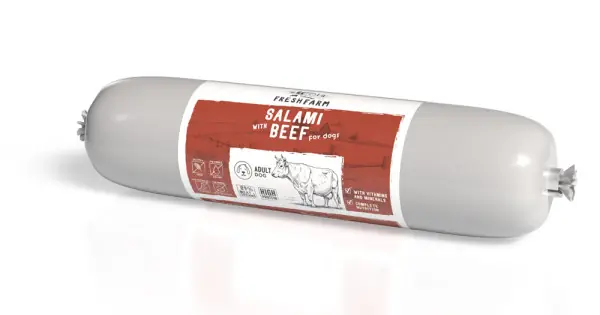 Mai ieftin Fresh Farm salam de caini cu vita 800gr