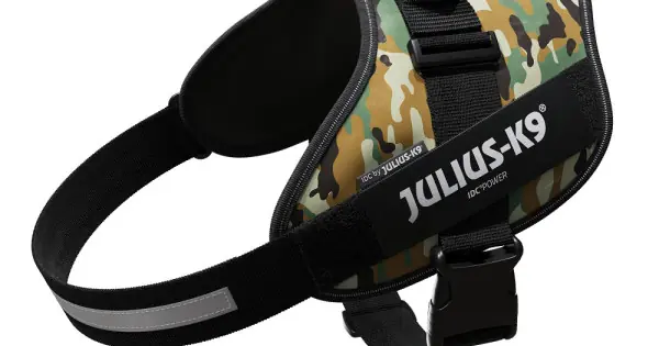 Premium Ham JK9 IDC Power, camuflaj, reflectorizant, circumferința piept 82-115 cm, pentru câini cu greutate de 40-70 kg