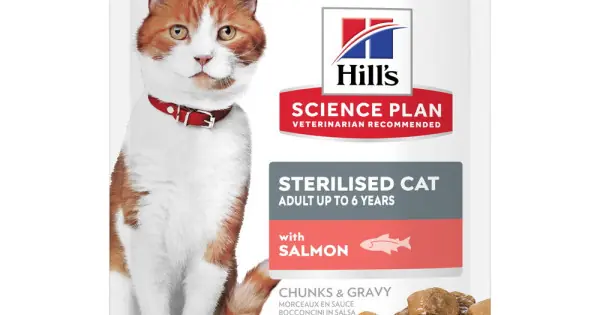Hills SP FELINE ADULT STERILISED SALMON, hrana umeda pentru pisici sterilizate, 12x85 GR (PLICURI) Noutate
