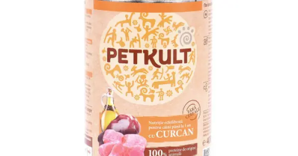 Disponibil imediat Hrana umeda pentru caini Petkult Junior cu curcan 400 g