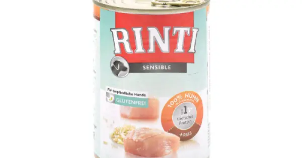Lichidare de stoc Hrana umeda pentru caini Rinti Sensible cu pui si orez 400 g