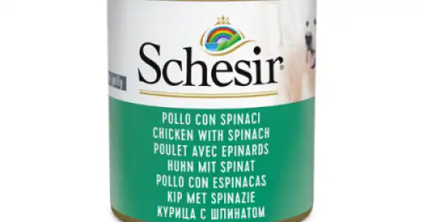 Hrana umeda pentru caini Schesir cu pui si spanac, Pachet 5 X 285 g Ofertă de sezon