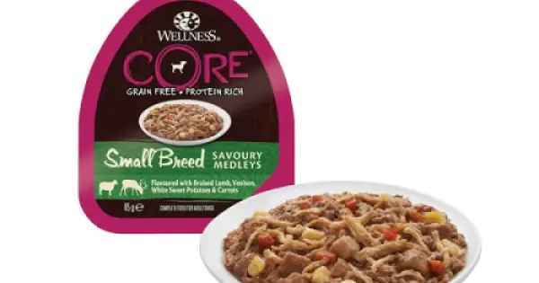 Hrana umeda pentru caini Wellness Core Small Breed Savoury cu miel si vanat 85 g Noutate
