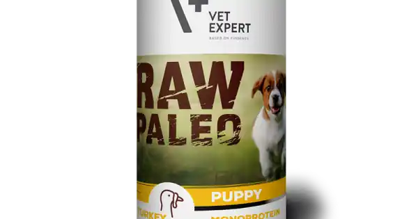 Hrana umeda pentru caini, RAW PALEO Puppy, conserva monoproteica, carne de curcan Set 5 X, 400 g Ieftin