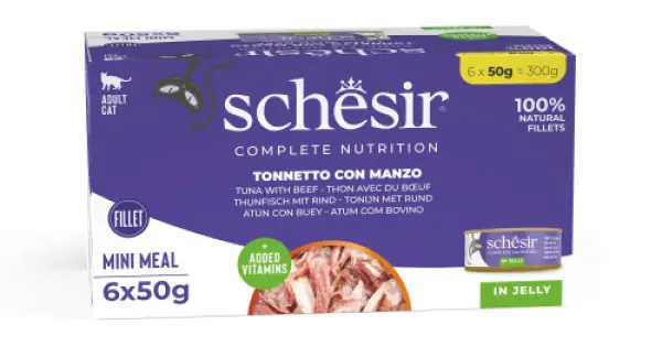 Hrana umeda pentru pisici Schesir conserva Ton si Vita in jeleu 6x50gr Bestseller