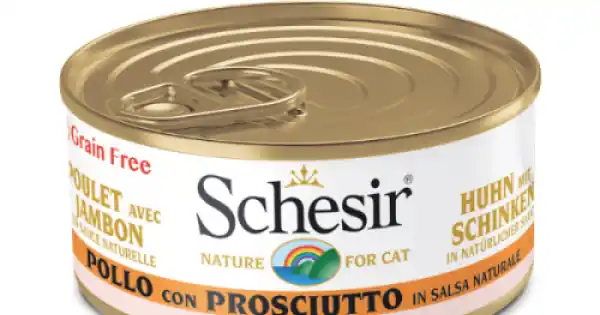 Vezi acum Hrana umeda pentru pisici Schesir cu pui si sunca in suc propriu 70 g
