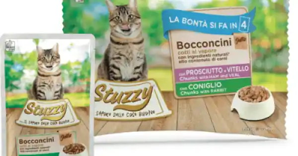 Expediere rapidă Hrana umeda pentru pisici Stuzzy Pack Bucati de sunca&vitel/iepure in gelatina 4x85g
