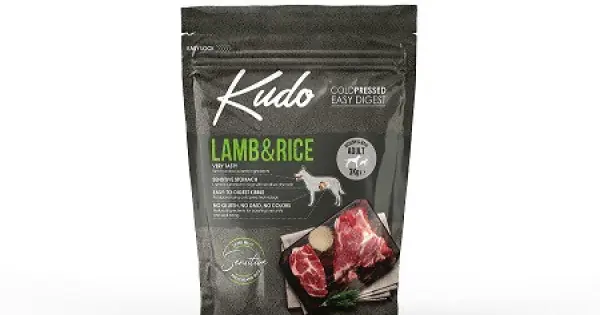 Reducere Kudo Adult Mediu-Maxi hrană uscată presată la rece, miel și orez, 3 kg