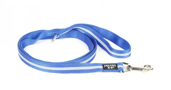Cel mai bun preț Lesa nylon cu fire fluorescente, albastra, confortabila, lungime 1.8 m, latime 25 mm