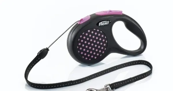 Retur gratuit Lesa retractabila, cu fir - Flexi Fun Dots - M - Roz