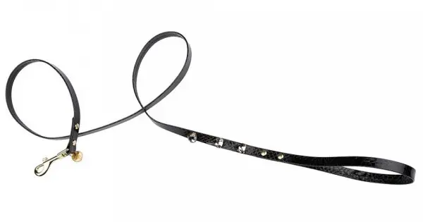 Reducere specială Lesa textila, neagra, decorata cu cristale Swarovski, lungime 1 m, latime 1.2 cm