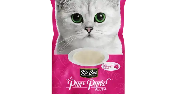 Promoție Recompense lichde pentru pisici Kit Cat Purr Puree Plus+ Urinary Care, pui si merisoare, 4x15g