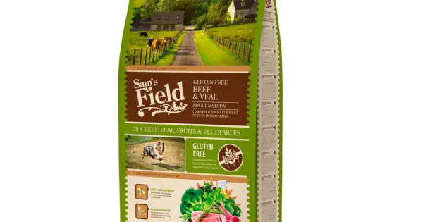 Sam‘s field adult medium beef & veal, hrana uscata fara gluten, pentru caini adulti de talie medie, 13kg Premium