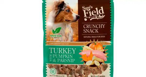 Cumpărături sigure Sam‘s field crunchy snack turkey with pumpkin & parsnip 200gr