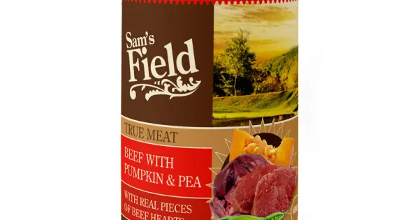 Reducere extra Sam‘s field true meat beef with pumpkin & pea 400gr