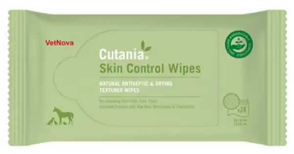 Cumpărături sigure Servetele igienice degresante, cu proprietati de uscare si albire, CUTANIA Skin Control Wipes, VetNova, 24 servetele