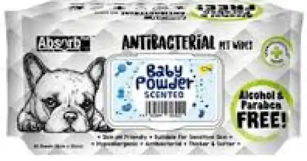 Promoție Servetele umede Absorb Plus Antibacterial, BABY POWDER, 80 buc