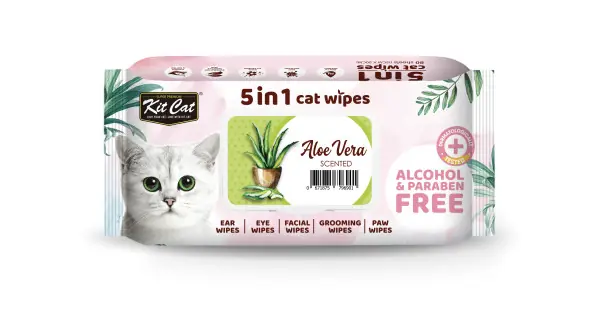Servetele umede pentru pisici, KIT KAT, 5 in 1, Aloe Vera, 80 buc Expediere rapidă