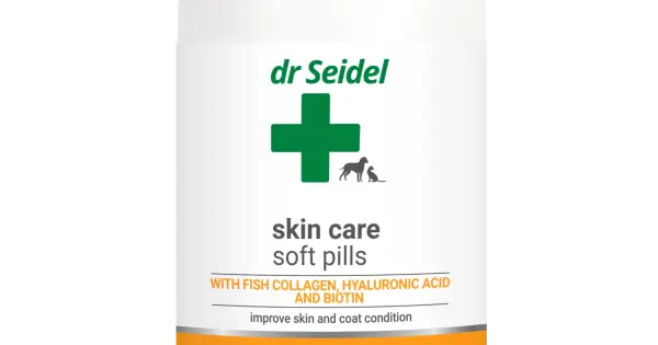 Supliment dermatologic pentru câini și pisici cu piele sensibilă sau blană ternă Dr Seidel Skin Care Softpills Reducere