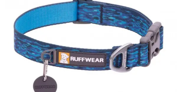 Zgarda caini Ruffwear Oceanic Distortion, catarama usor de utilizat, 51-66 cm x 2 cm Plată sigură