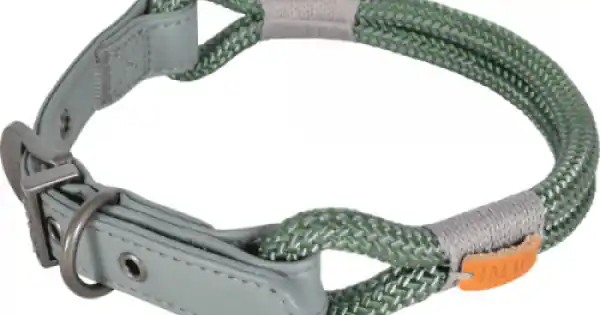 Cumpără online Zgarda caini, kaki, din poliester si bumbac, latime 9 mm x circumferinta 50 cm