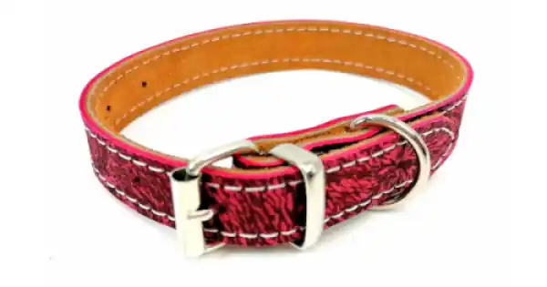Bestseller Zgarda din piele naturala, roz, pentru caini, 65 cm