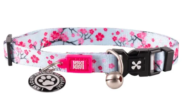 Zgarda inteligentă pentru pisici cu încuietoare de siguranță și sistem QR pentru localizare Max & Molly Smart ID, Cherry Bloom Cel mai vândut