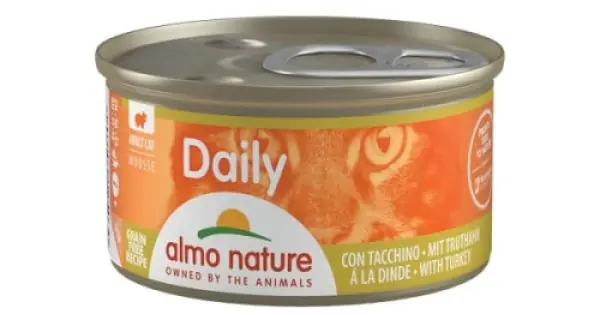 Almo Nature Daily Cat, conserva curcan, mousse, set 12 X 85 g Ieftin