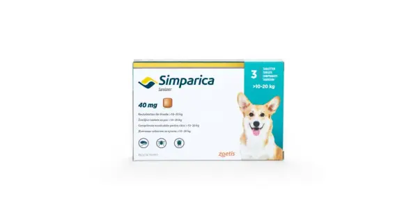 Antiparazitar extern pentru caini intre 10-20 kg Simparica, 1 tableta (40 mg) Ofertă limitată