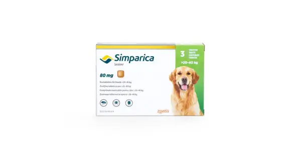 Popular Antiparazitar extern pentru caini intre 20-40 kg Simparica, 1 tableta (80 mg)