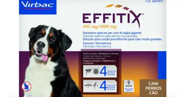 Preț mic Antiparazitar extern pentru caini intre 40-60 kg Effitix XL, 4 pipete, EXPIRA 31.08.2026