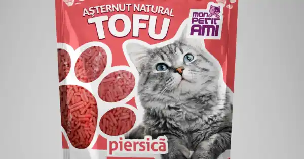 Asternut Natural Din Tofu Pentru Pisici Mon Petit Ami cu Piersica 5 L Cumpără acum