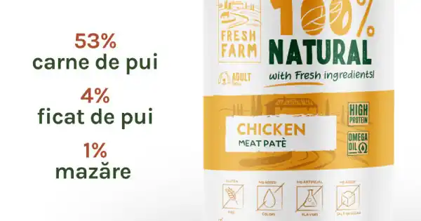 Fresh Farm Smooth pate, cu pui, hrana umeda pentru caini, fara cereale, 400 gr Preț redus