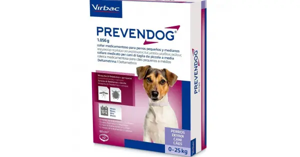 Zgarda antiparazitara pentru caini Prevendog (0-25 kg), 60 cm x 2 bucati Disponibil imediat