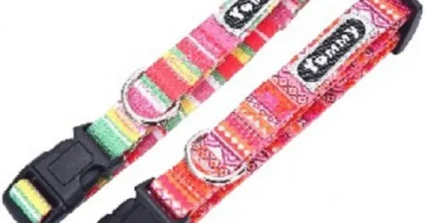 Doar azi Zgarda caini textila, rosie, eleganta, reglabila, 20-31 cm x 1 cm