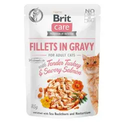 Brit Care Cat Fillets in Gravy with Tender Turkey & Savory Salmon 4x85 g Livrare rapidă