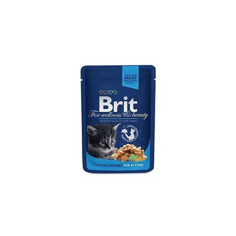 Brit Premium Cat Pouches Chicken Chunks for Kitten 100 g Preț redus