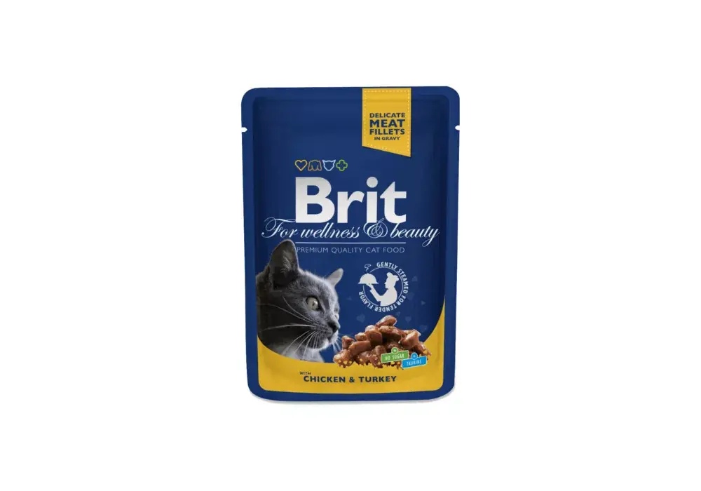 Nu rata Brit Premium Cat Pouches with Chicken & Turkey 4x100 g