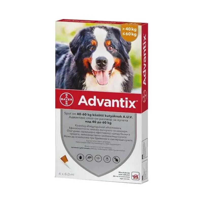 Advantix spot on 6 ml; 40-60 kg 4X Plată securizată