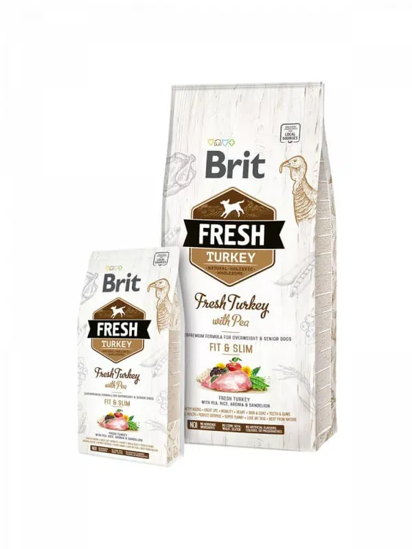 Brit Fresh Turkey și Pea Adult Fit & Slim 2x12 kg Retur gratuit