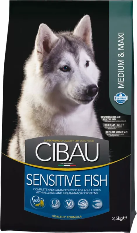 Reducere specială CIBAU Medium & Maxi Sensitive Fish 12+2 kg hrană pentru câini