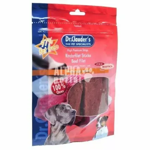 Ofertă Dr Clauders Dog Recompensă Stripes Small Beef strips 80 g