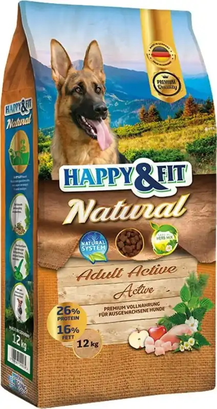 Comandă acum Happy&Fit Natural Adult Active 12 kg hrană pentru câini