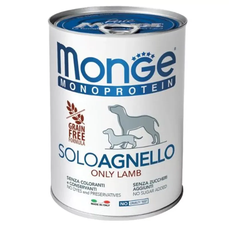 Ofertă specială Monge Dog Monoprotein Pateu 100% lamb 400 g