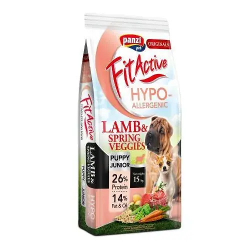 Ofertă specială Panzi FitActive ORIGINALS Puppy & Junior Hypoallergenic Lamb & Spring Veggies 15 kg