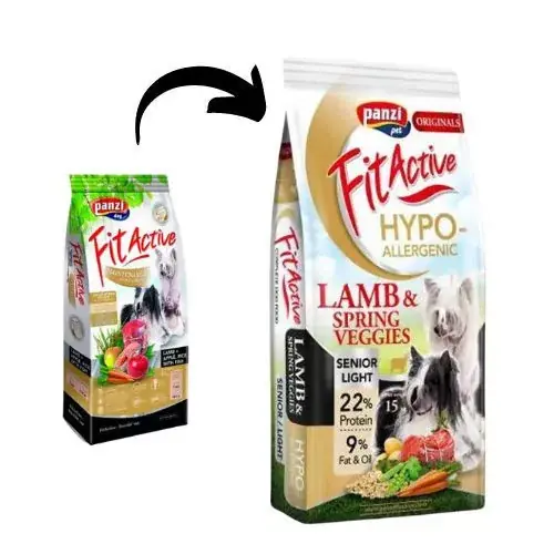 Cel mai vândut Panzi FitActive ORIGINALS Senior/ Light Hypoallergenic Lamb & Spring Veggies 2x15 kg