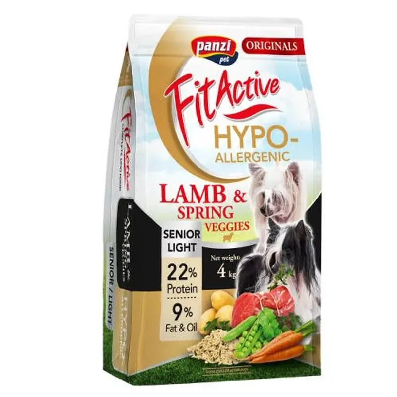Panzi FitActive Originals Senior/Light Hypoallergenic Lamb&Spring Veggies hrană pentru câini 4 kg Reduceri