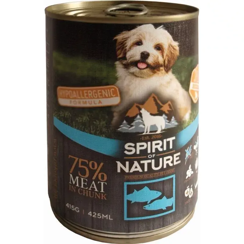 Spirit of Nature Dog conservă With tuna și with salmon 6x415 g Preferatul clienților