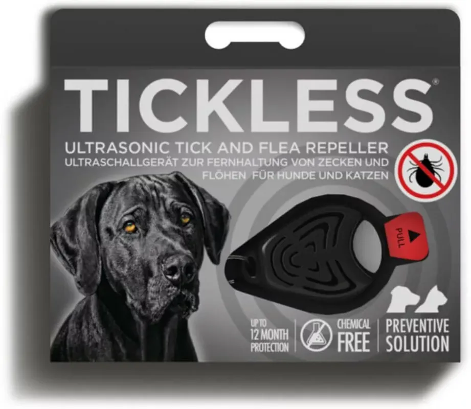 Disponibil imediat Tickless Pet cu ultrasunete căpușe și antipurici pentru câini negru